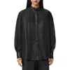Allsaints Sara Pintuck Leather Shirt In Black