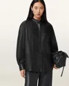 Allsaints Sara Pleated Leather Shirt In Black