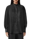 Allsaints Sara Pleated Leather Shirt In Black