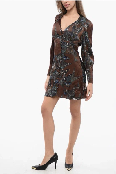 Allsaints Satin Auden Diana Dress With Front Buttoning In Pattern