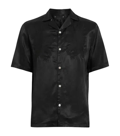 Allsaints Satin Embroidered Aquila Shirt In Black