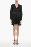 Allsaints Satin Esta Empire Dress With Ruches
