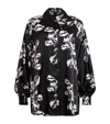 Allsaints Charli Floral Satin Button-up Shirt In Black