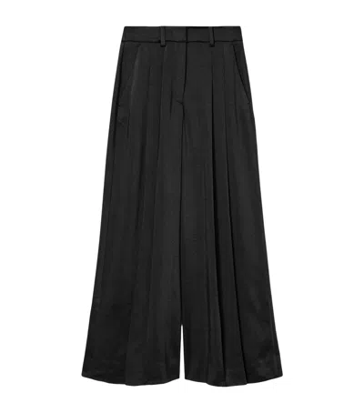 Allsaints Satin Poppy Wide-leg Trousers In Black