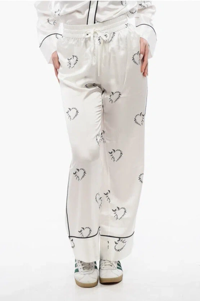 Allsaints Satin Sofi Casual Pants With Drawstring Waist In White