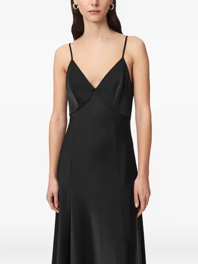 Allsaints Satin-finish Spaghetti-strap Maxi Dress In Black