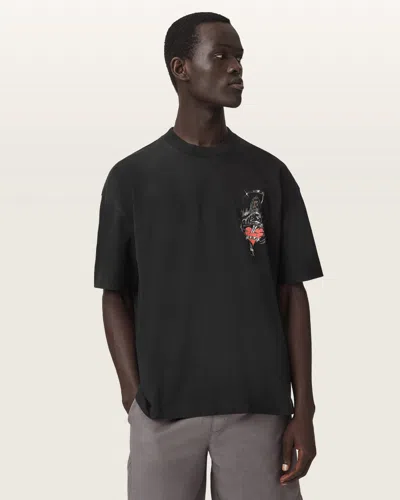 Allsaints Scimitar Short Sleeve Oversized Graphic T-shirt In Black