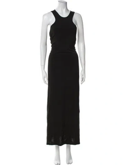 Pre-owned Allsaints Scoop Neck Long Dress In Black