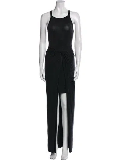 Pre-owned Allsaints Scoop Neck Long Dress In Black