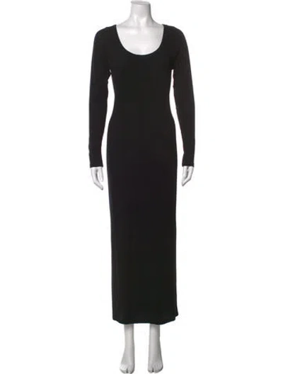 Pre-owned Allsaints Scoop Neck Long Dress In Black