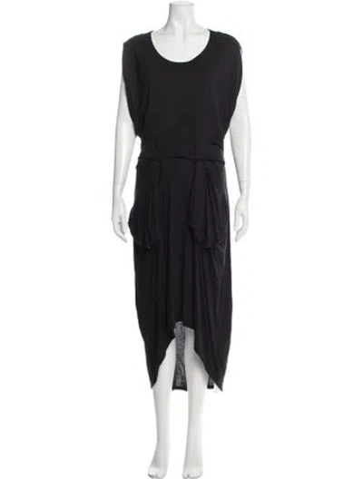 Pre-owned Allsaints Scoop Neck Long Dress In Black