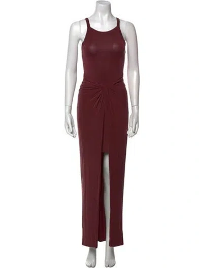 Pre-owned Allsaints Scoop Neck Long Dress In Burgundy