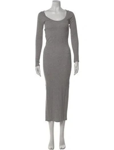 Pre-owned Allsaints Scoop Neck Long Dress In Gray