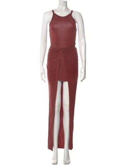 Pre-owned Allsaints Scoop Neck Long Dress In Neutral