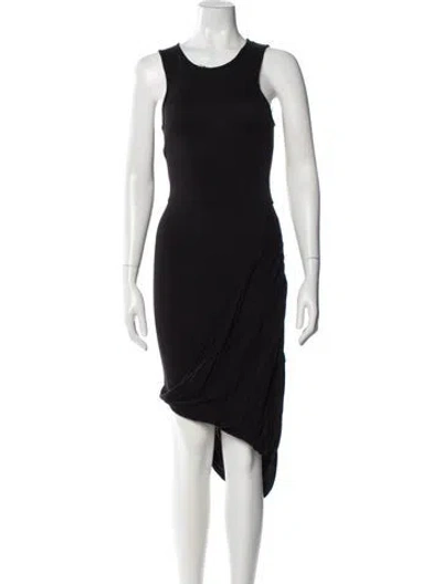 Pre-owned Allsaints Scoop Neck Midi Length Dress In Black