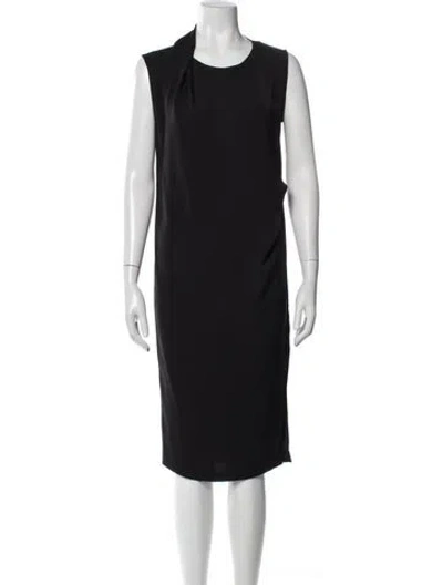Pre-owned Allsaints Scoop Neck Midi Length Dress In Black