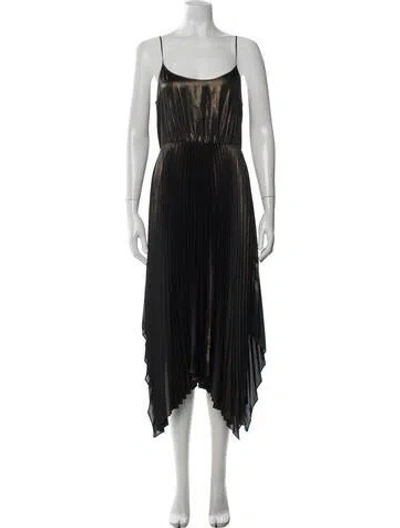 Pre-owned Allsaints Scoop Neck Midi Length Dress In Black