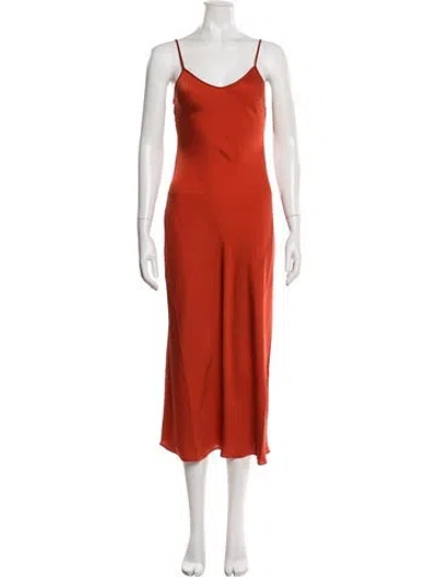 Pre-owned Allsaints Scoop Neck Midi Length Dress In Brown