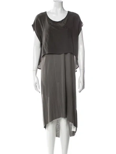 Pre-owned Allsaints Scoop Neck Midi Length Dress In Gray