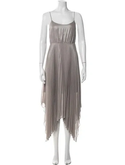 Pre-owned Allsaints Scoop Neck Midi Length Dress In Gray