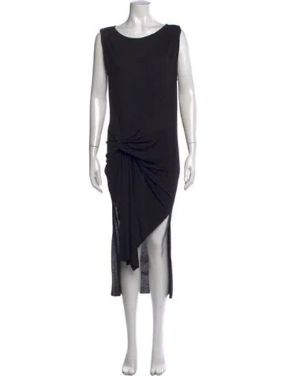 Pre-owned Allsaints Scoop Neck Midi Length Dress In Gray