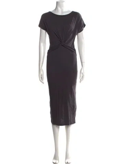 Pre-owned Allsaints Scoop Neck Midi Length Dress In Grey