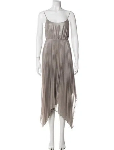 Pre-owned Allsaints Scoop Neck Midi Length Dress In Grey/metallic