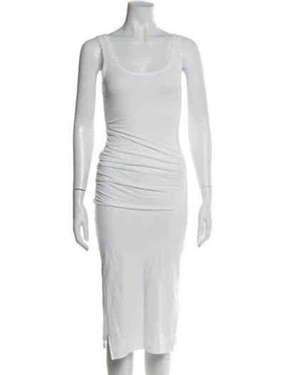 Pre-owned Allsaints Scoop Neck Midi Length Dress In White