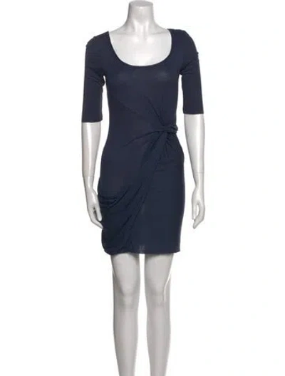 Pre-owned Allsaints Scoop Neck Mini Dress In Blue