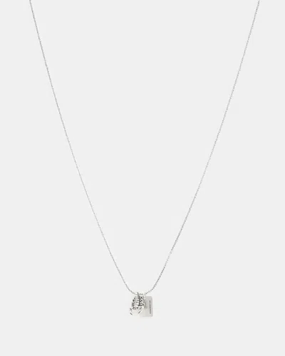 Allsaints Scorpius Tag Sterling Silver Necklace In Warm Silver