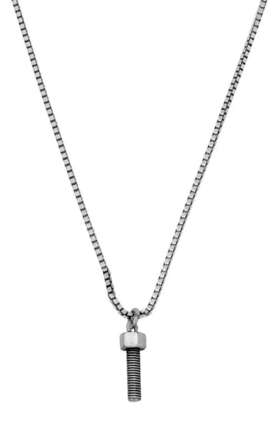 Allsaints Screw Pendant Necklace In Rhodium