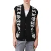 Allsaints Scripture Sleeveless Knitted Tank Top In Black/ecru White