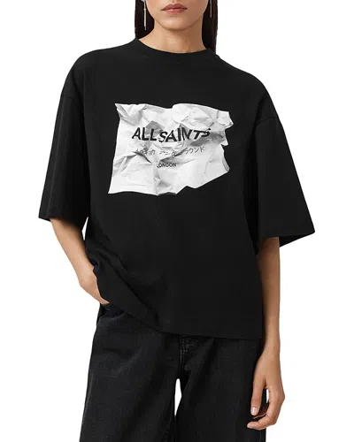 Allsaints Scrunch Amelie Oversize Cotton Graphic T-shirt In Black