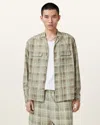 Allsaints Seattle Check Long Sleeve Camp Shirt In Light Ash Green