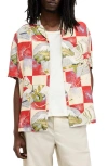 Allsaints Mens Electric Red Sebastian Graphic-print Woven Shirt In Electric Red