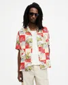 Allsaints Mens Electric Red Sebastian Graphic-print Woven Shirt In Electric Red