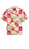 Allsaints Mens Electric Red Sebastian Graphic-print Woven Shirt In Electric Red