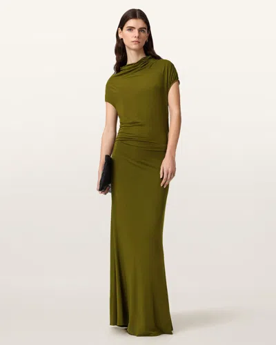 Allsaints Selena Bodycon Maxi Dress In Green