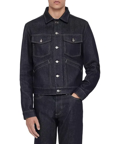 Allsaints Selvedge Cotton Pocket Trucker Jacket In Black