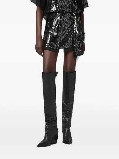 Allsaints Sequin Embellished Skirt In Black