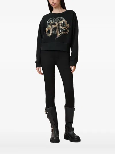 Allsaints Sequin-embellished Sweatshirt In Black