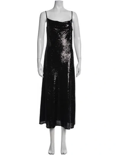 Pre-owned Allsaints Sequin Midi Length Dress In Black