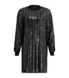 Allsaints Solstice Long Sleeve Sequin Mini Dress In Black