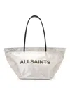 Allsaints Womens Silver Serafina Canvas Tote Bag In Silver