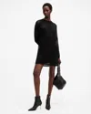 Allsaints Seraph Open Stitch Mini Dress In Black