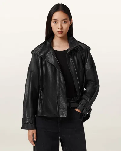 Allsaints Serne Leather Jacket In Black