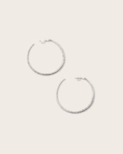 Allsaints Serpent Large Hoop Earrings In Warm Silver