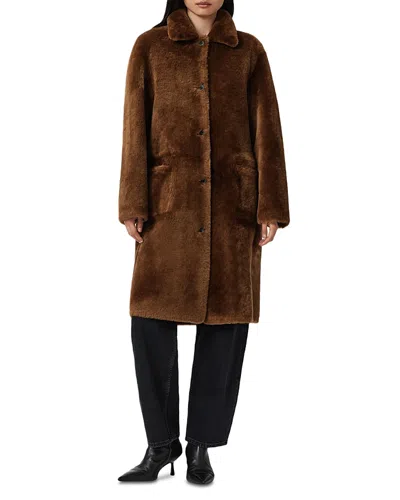 Allsaints Serra Reversible Shearling Coat In Brown