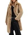 Shop Allsaints Serra Reversible Shearling Coat In Taupe Brown