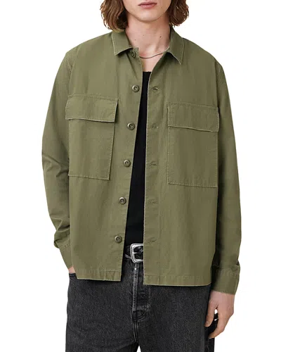 Allsaints Service Style Relaxed Fit Ripstop Shirt In Green